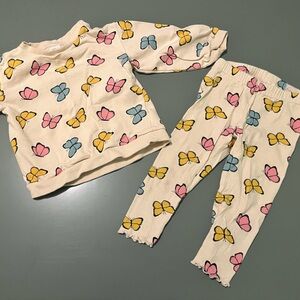 H&M Kids Cream Outfit with Butterfly Print